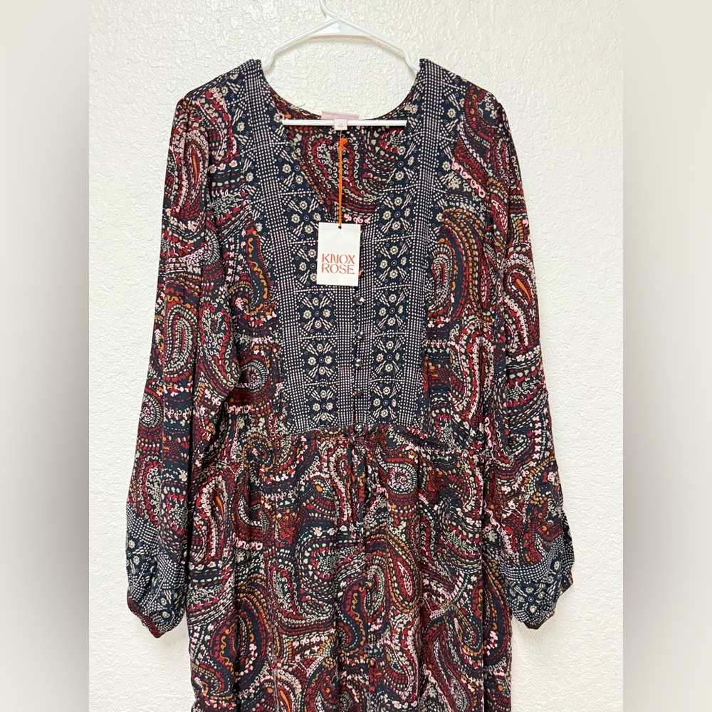 NWT KNOX ROSE Paisley Print Dress - Picture 2 of 10